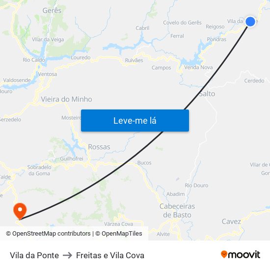 Vila da Ponte to Freitas e Vila Cova map