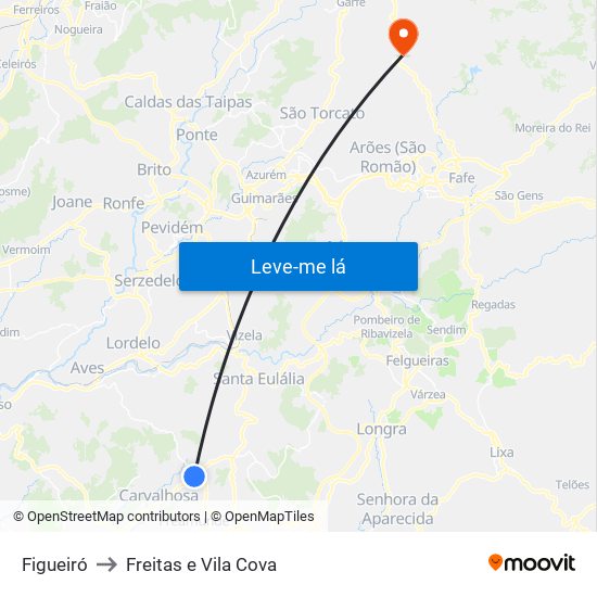 Figueiró to Freitas e Vila Cova map