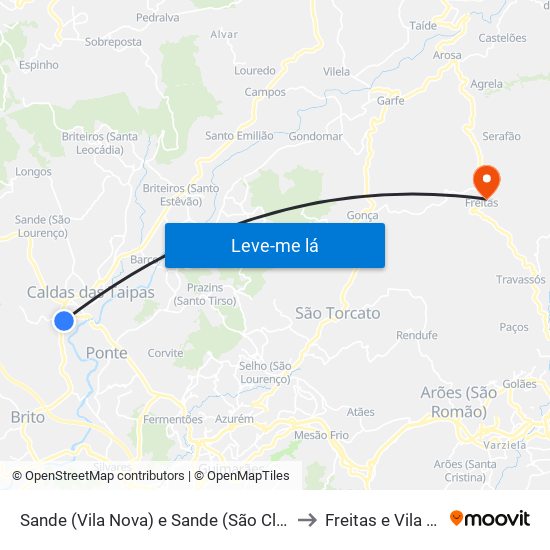 Sande (Vila Nova) e Sande (São Clemente) to Freitas e Vila Cova map