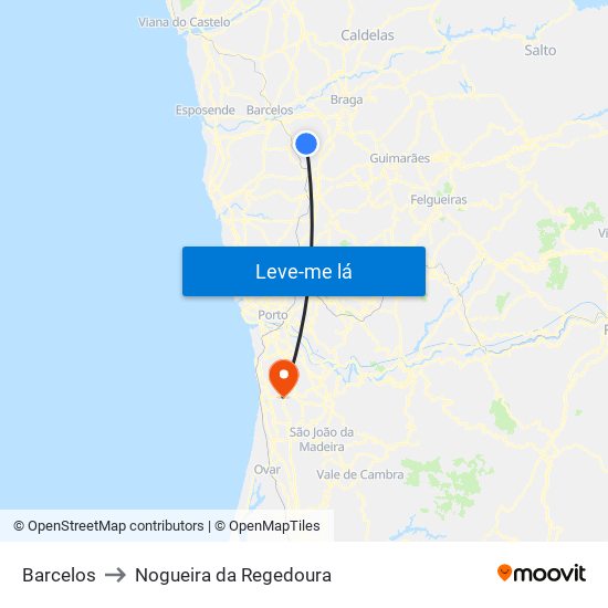 Barcelos to Nogueira da Regedoura map