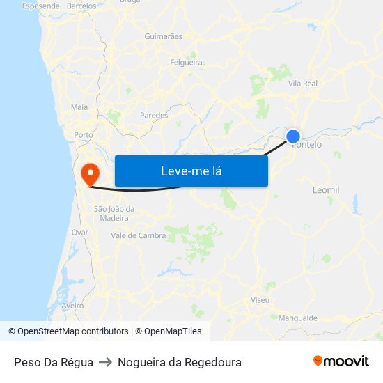 Peso Da Régua to Nogueira da Regedoura map