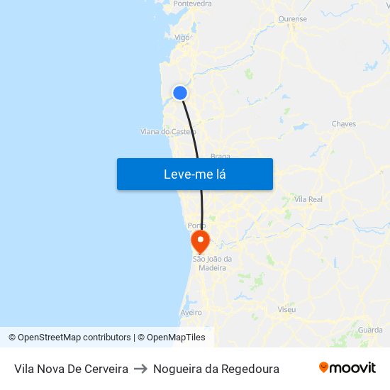 Vila Nova De Cerveira to Nogueira da Regedoura map