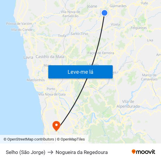 Selho (São Jorge) to Nogueira da Regedoura map