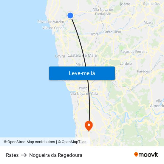 Rates to Nogueira da Regedoura map
