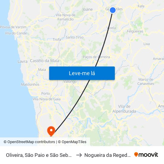 Oliveira, São Paio e São Sebastião to Nogueira da Regedoura map