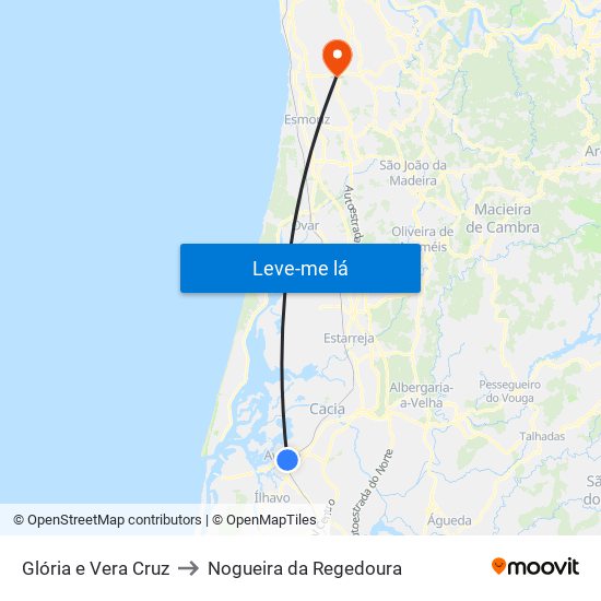 Glória e Vera Cruz to Nogueira da Regedoura map