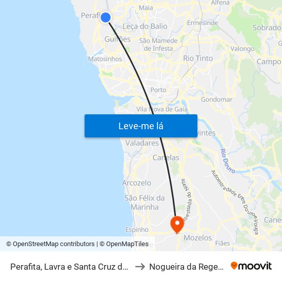 Perafita, Lavra e Santa Cruz do Bispo to Nogueira da Regedoura map