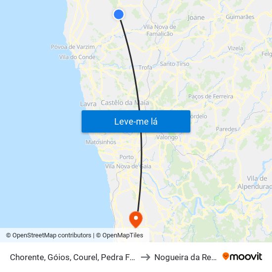 Chorente, Góios, Courel, Pedra Furada e Gueral to Nogueira da Regedoura map