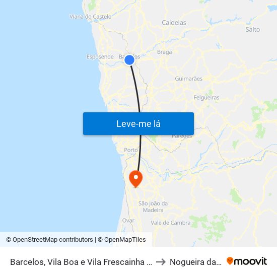 Barcelos, Vila Boa e Vila Frescainha (São Martinho e São Pedro) to Nogueira da Regedoura map