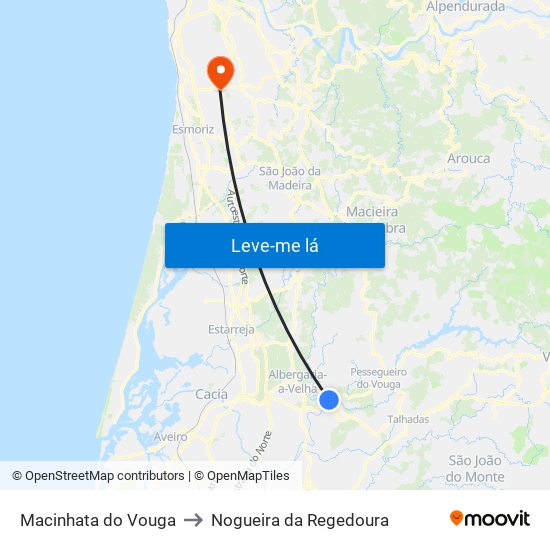 Macinhata do Vouga to Nogueira da Regedoura map