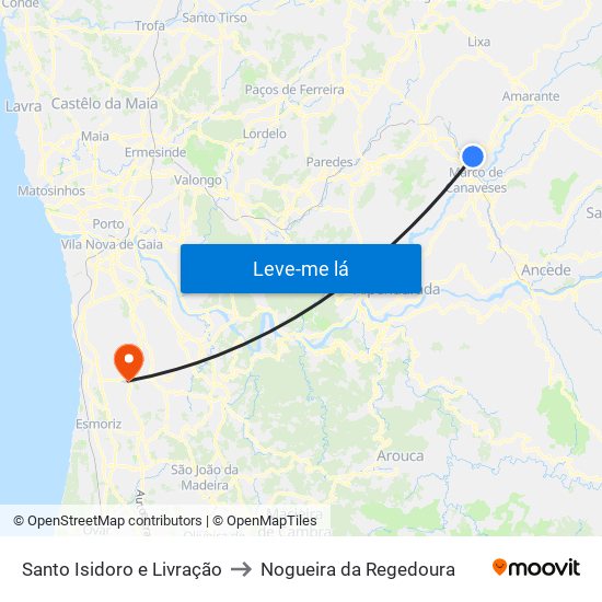 Santo Isidoro e Livração to Nogueira da Regedoura map