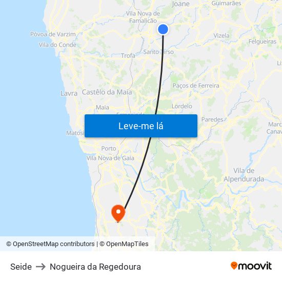 Seide to Nogueira da Regedoura map