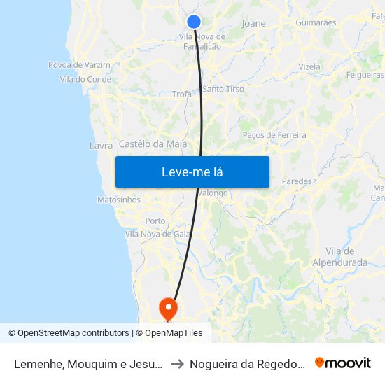 Lemenhe, Mouquim e Jesufrei to Nogueira da Regedoura map