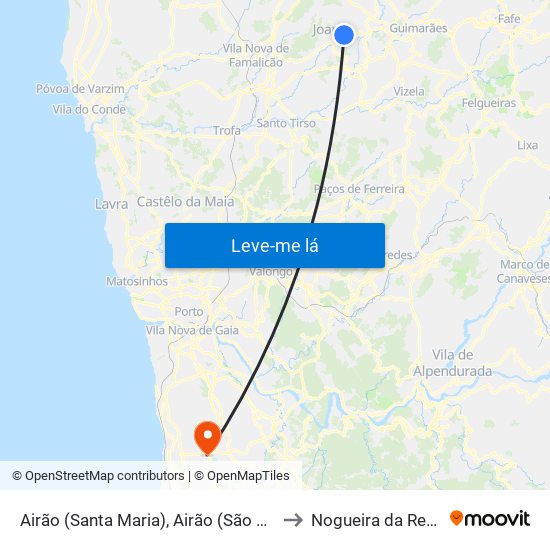 Airão (Santa Maria), Airão (São João) e Vermil to Nogueira da Regedoura map
