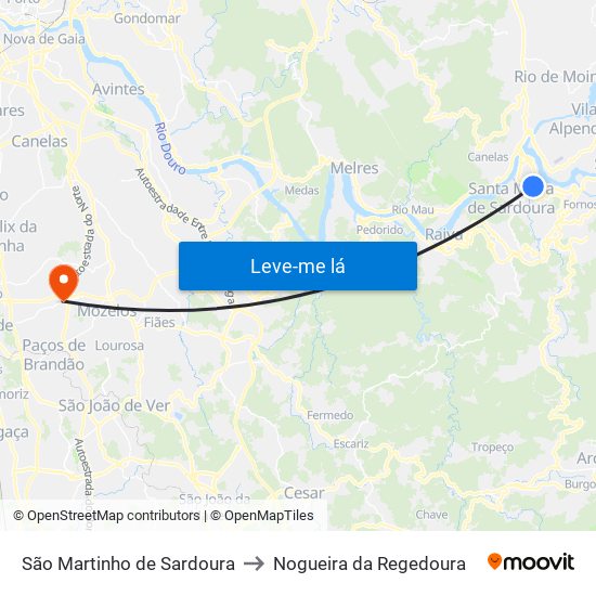 São Martinho de Sardoura to Nogueira da Regedoura map