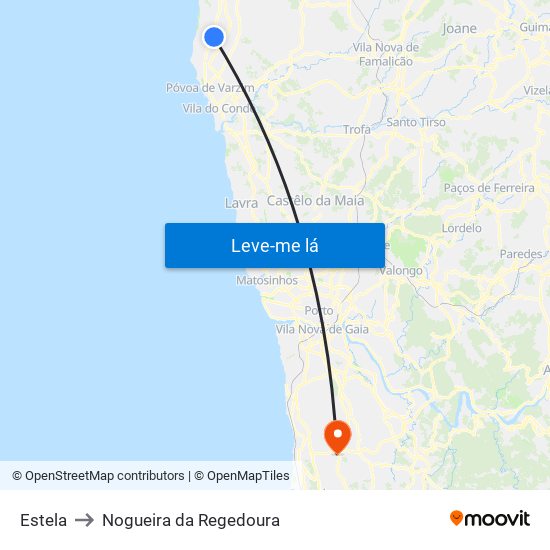 Estela to Nogueira da Regedoura map