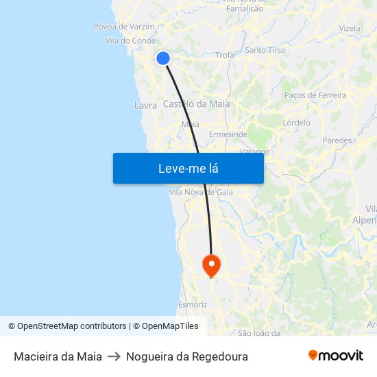 Macieira da Maia to Nogueira da Regedoura map