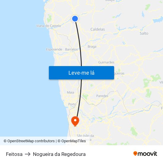 Feitosa to Nogueira da Regedoura map