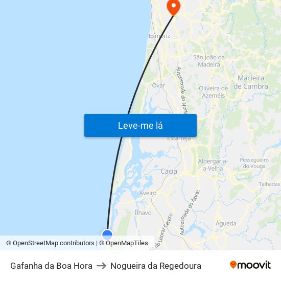 Gafanha da Boa Hora to Nogueira da Regedoura map