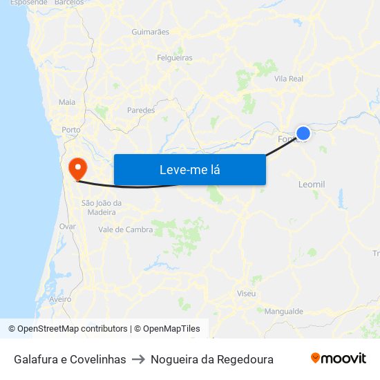 Galafura e Covelinhas to Nogueira da Regedoura map