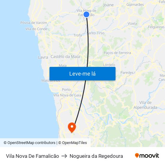 Vila Nova De Famalicão to Nogueira da Regedoura map