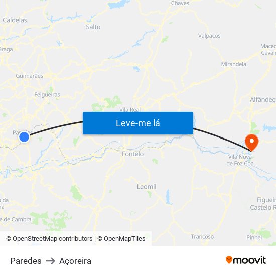 Paredes to Açoreira map