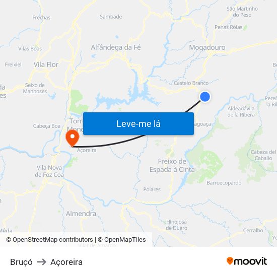 Bruçó to Açoreira map