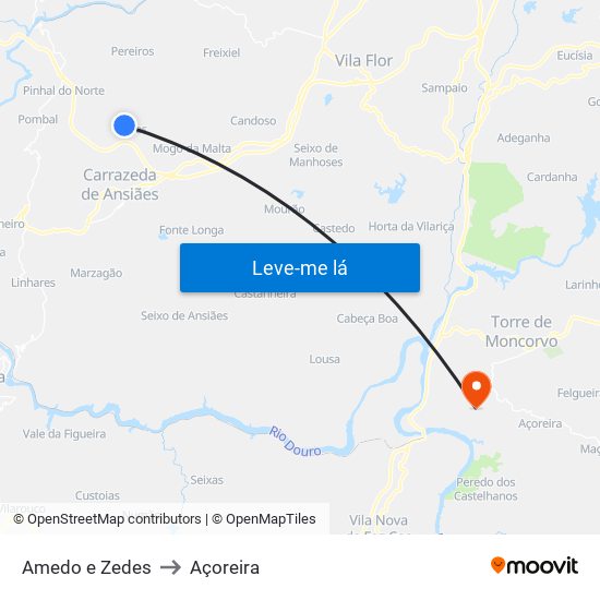 Amedo e Zedes to Açoreira map