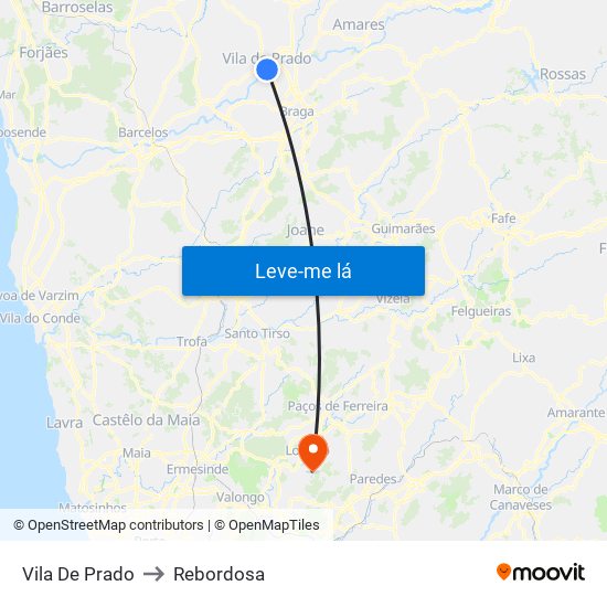 Vila De Prado to Rebordosa map