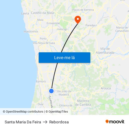 Santa Maria Da Feira to Rebordosa map