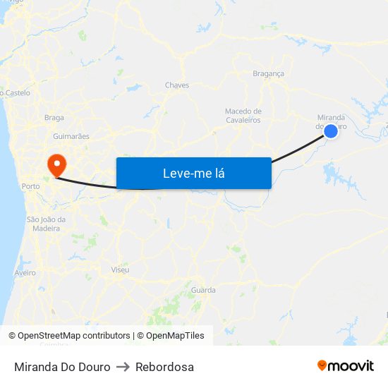 Miranda Do Douro to Rebordosa map