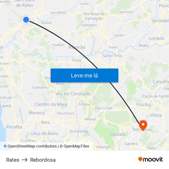 Rates to Rebordosa map