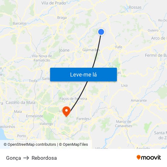 Gonça to Rebordosa map