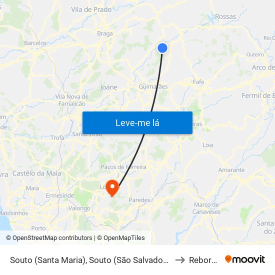 Souto (Santa Maria), Souto (São Salvador) e Gondomar to Rebordosa map