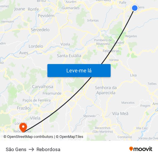 São Gens to Rebordosa map