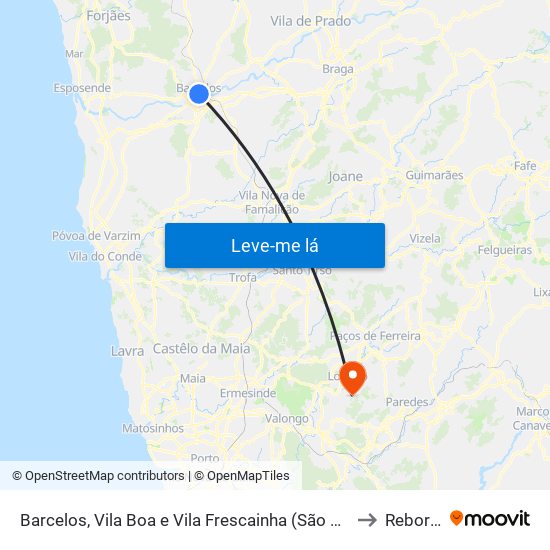 Barcelos, Vila Boa e Vila Frescainha (São Martinho e São Pedro) to Rebordosa map