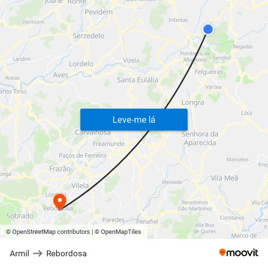 Armil to Rebordosa map