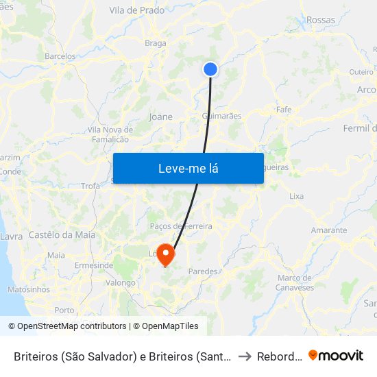 Briteiros (São Salvador) e Briteiros (Santa Leocádia) to Rebordosa map