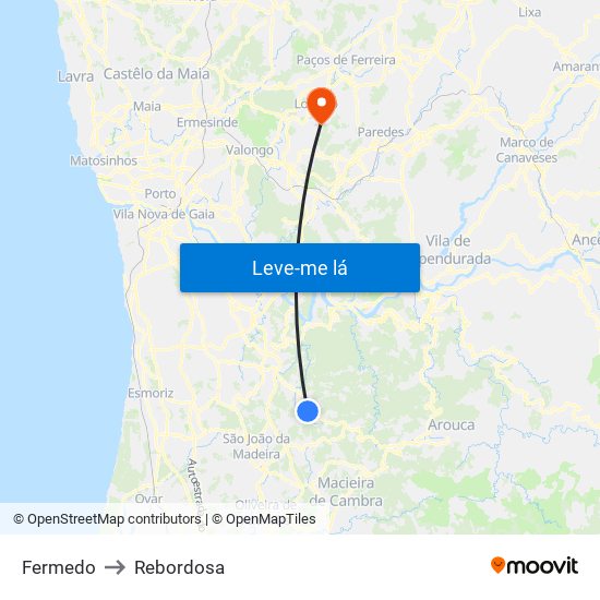 Fermedo to Rebordosa map