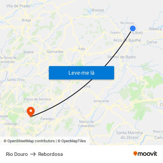 Rio Douro to Rebordosa map