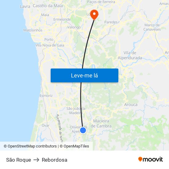 São Roque to Rebordosa map