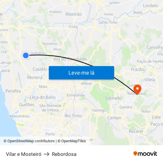 Vilar e Mosteiró to Rebordosa map