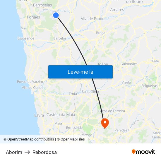 Aborim to Rebordosa map