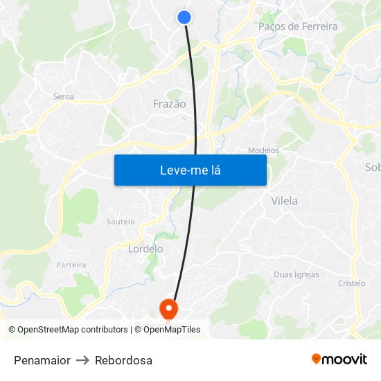 Penamaior to Rebordosa map