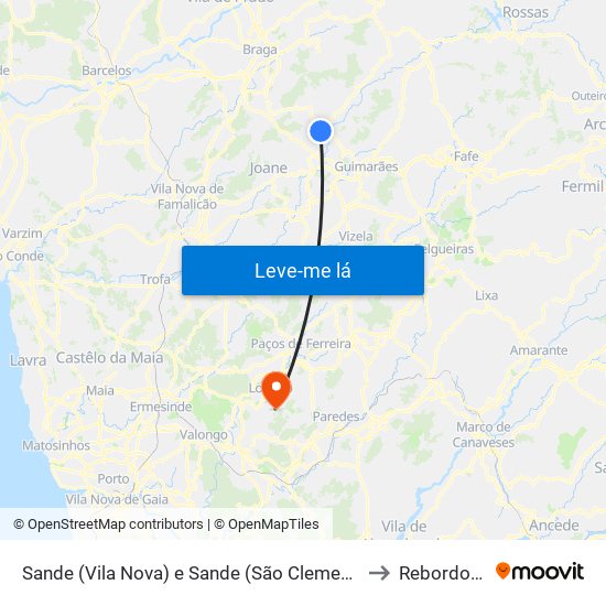 Sande (Vila Nova) e Sande (São Clemente) to Rebordosa map