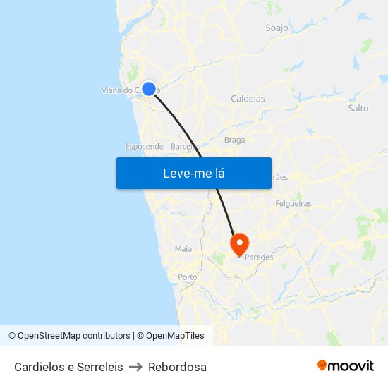 Cardielos e Serreleis to Rebordosa map