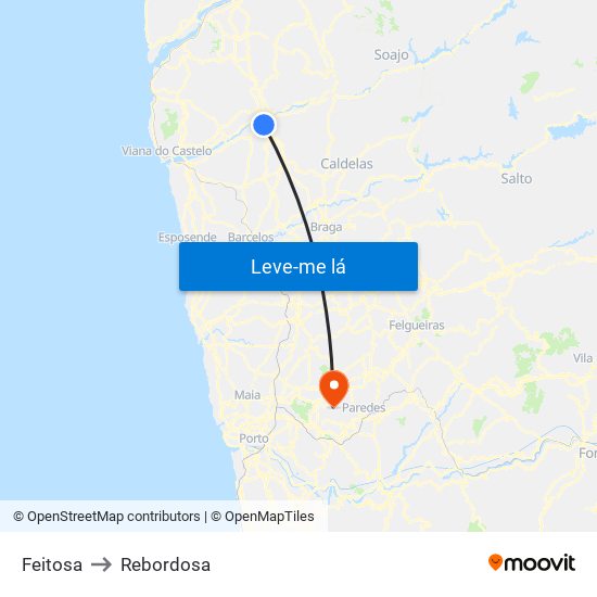 Feitosa to Rebordosa map