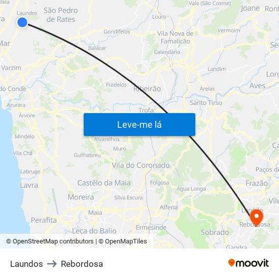 Laundos to Rebordosa map