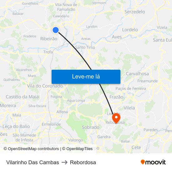 Vilarinho Das Cambas to Rebordosa map