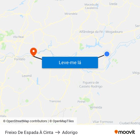 Freixo De Espada À Cinta to Adorigo map